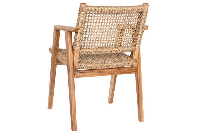 DKD Home Decor Silla de Teca y Ratán Sintético Natural DKD Home Decor Silla de Teca y Ratán Sintético Natural
