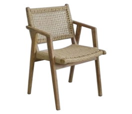 DKD Home Decor Silla de Teca y Ratán Sintético Natural