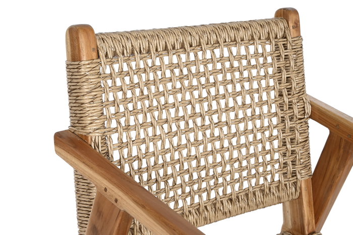 DKD Home Decor Silla de Teca y Ratán Sintético Natural DKD Home Decor Silla de Teca y Ratán Sintético Natural