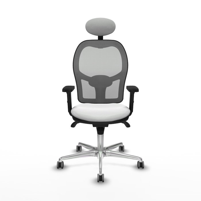 PIQUERAS Y CRESPO Silla de oficina Jorquera con mecanismo Sincro, Tela Blanca y Malla Gris