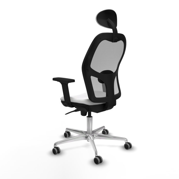 PIQUERAS Y CRESPO Silla de oficina Jorquera con mecanismo Sincro, Tela Blanca y Malla Gris