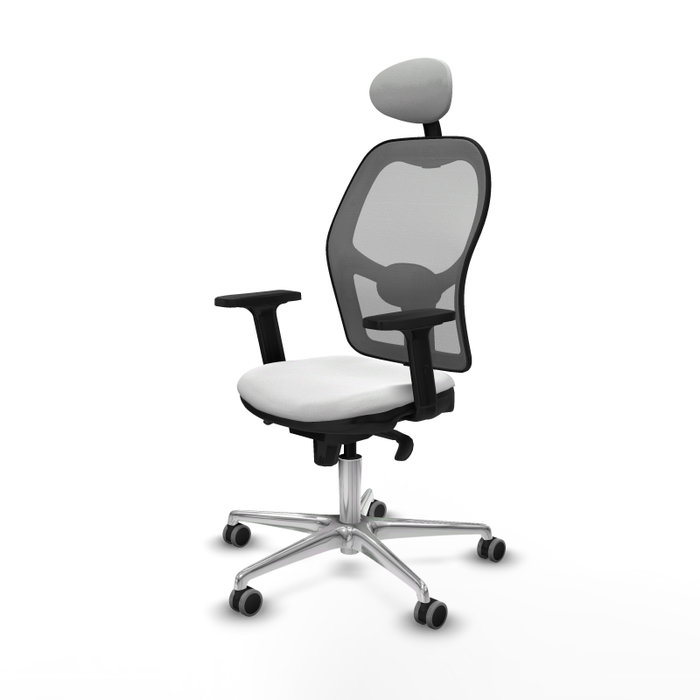 PIQUERAS Y CRESPO Silla de oficina Jorquera con mecanismo Sincro, Tela Blanca y Malla Gris