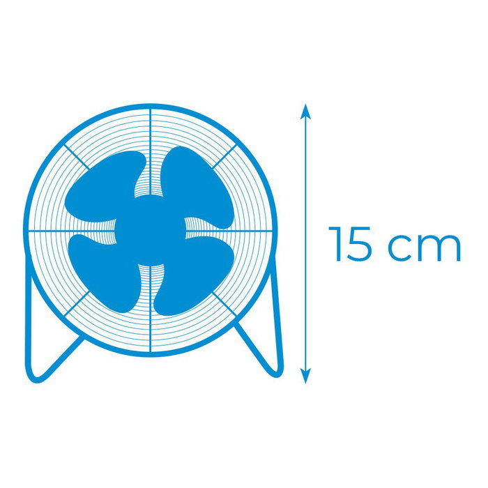 EDM Ventilador de Sobremesa Industrial Mini, Cromado, Ø10x15 cm, 4 Aspas, 525 m³/h, 15W, 54.7 dB, 220-240V, Oscilante