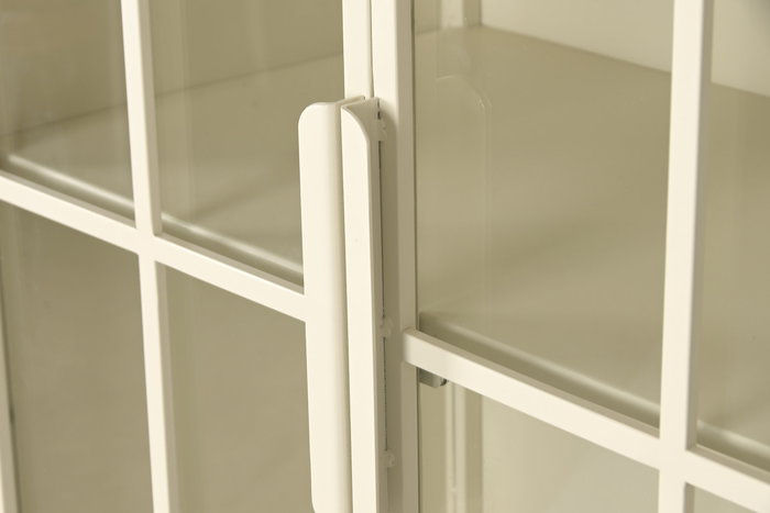 DKD Home Decor Vitrina Urban con puertas de cristal, color crema, 70 x 42 x 178 cm (Ancho x Largo x Alto), metal y cristal templado