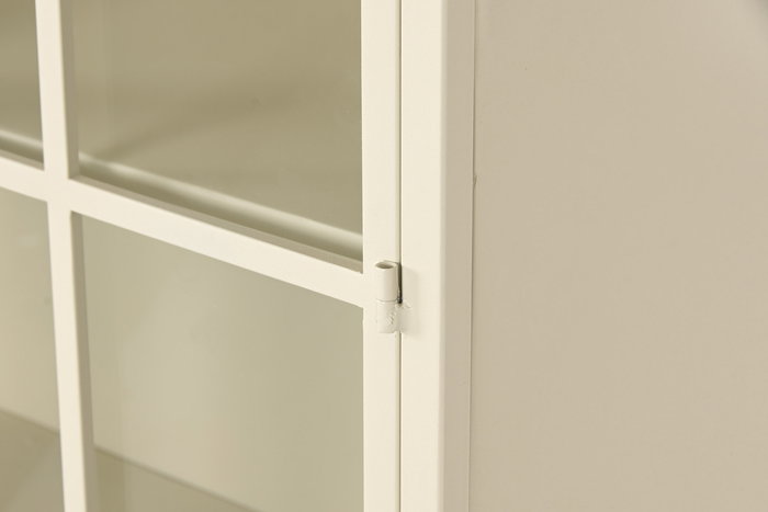 DKD Home Decor Vitrina Urban con puertas de cristal, color crema, 70 x 42 x 178 cm (Ancho x Largo x Alto), metal y cristal templado