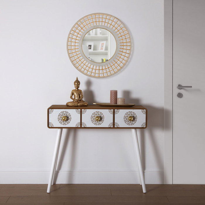 Espejo de pared Versa Bambú Espejo Geométrico Redondo 2,5 x 56 x 56 cm