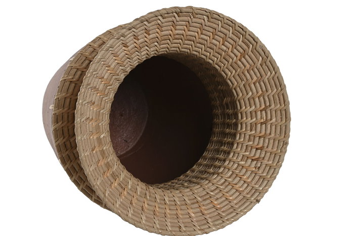 DKD Home Decor Jarrón Balines Terracota Natural Ratán 22 x 22 x 35 cm