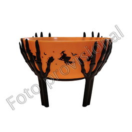 atosa Cuenco Naranja con Soporte de Manos Esqueléticas 25x19 cm