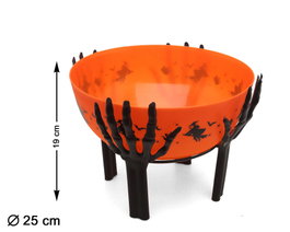 atosa Cuenco Naranja con Soporte de Manos Esqueléticas 25x19 cm