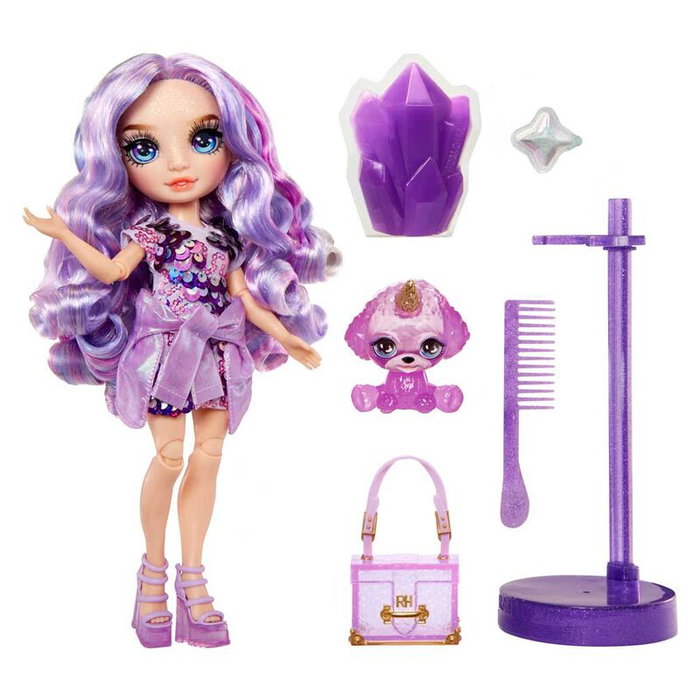 Rainbow High Muñeca LIT0035051120223 Moda con Kit de Slime y Mascota, Morado (Púrpura), Muñeca con Purpurina de 28 cm