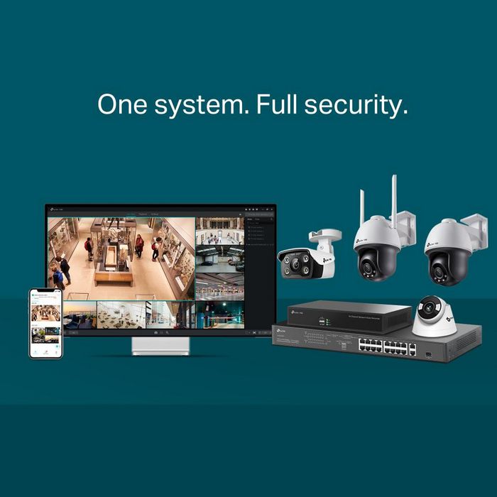 VIGI Cámara de Seguridad PTZ Exterior 4MP 2560x1440, Full-Color Nocturna, IP66, 30m, 1/3" CMOS, 4mm F1.6, 3D DNR, 60 fps, Conexión PoE, 1x RJ45