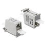 DeLOCK 90933 Módulo Keystone RJ45 Cat.6A Hembra a Hembra con Tapa de Protección para Carril DIN, Gris/Blanco