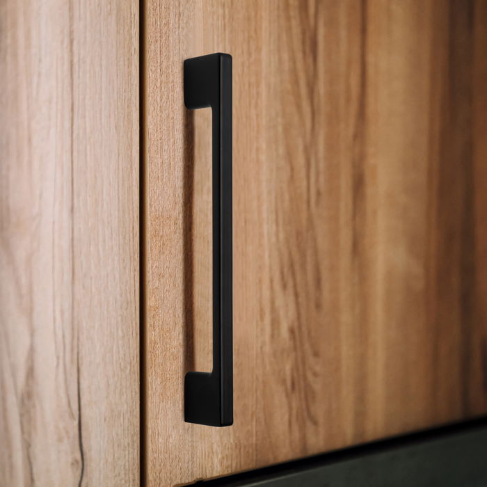 Emuca Lote de 5 tiradores para mueble Paiporta, L192mm, intereje 160mm, Zamak, Pintado negro