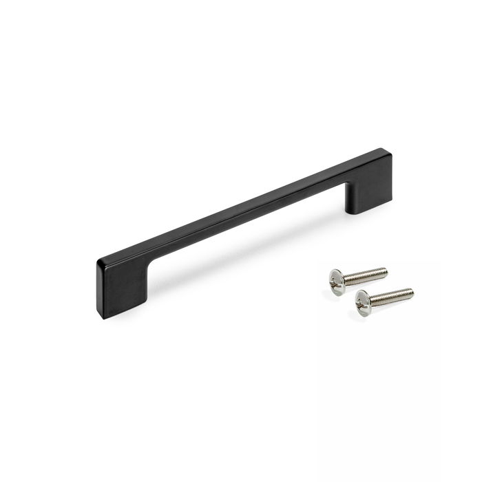 Emuca Lote de 5 tiradores para mueble Paiporta, L192mm, intereje 160mm, Zamak, Pintado negro