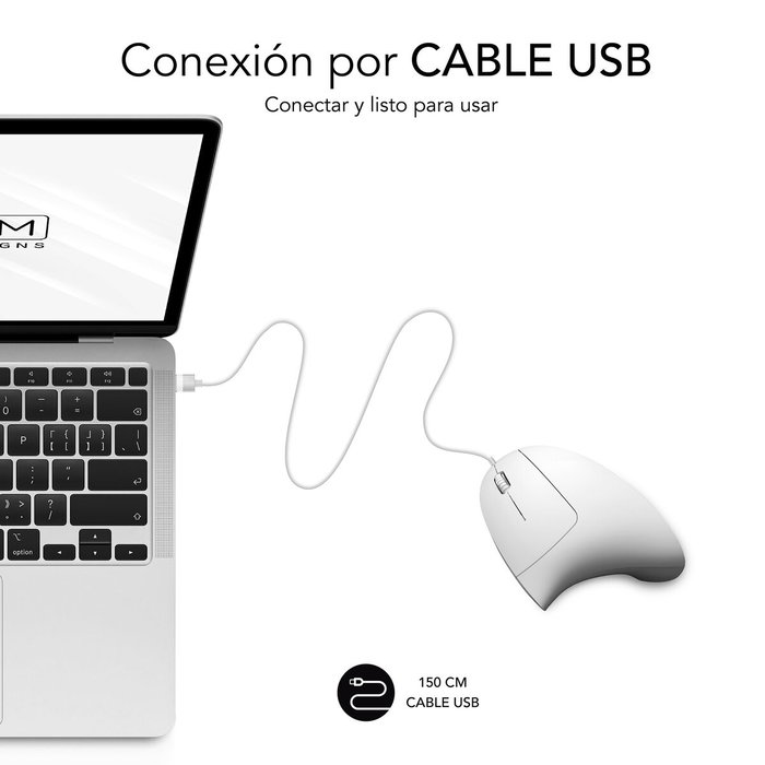 Subblim Glide Vertical Ergo Wired Mouse Blanco