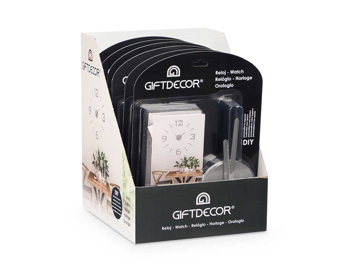 Giftdecor Reloj Pegatina 60 cm Satinado Plata Adhesivo Decorativo (Set de 12)