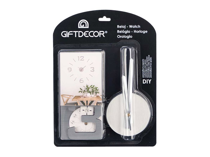 Giftdecor Reloj Pegatina 60 cm Satinado Plata Adhesivo Decorativo (Set de 12)