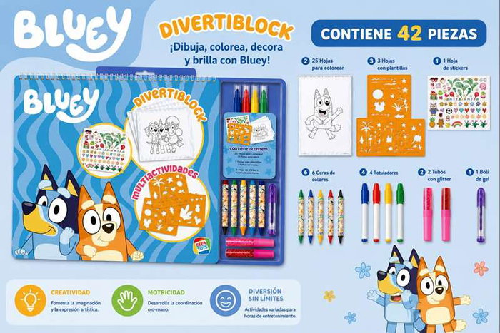 Cefa Juego para Colorear Divertiblock Multiactividades Bluey con plantillas para pintar Cefa Juego para Colorear Divertiblock Multiactividades Bluey con plantillas para pintar