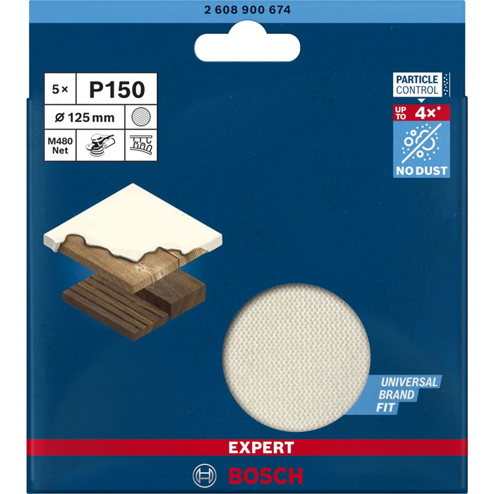 Bosch EXPERT Mallas de Lijado M480 125mm K150, 5 unidades