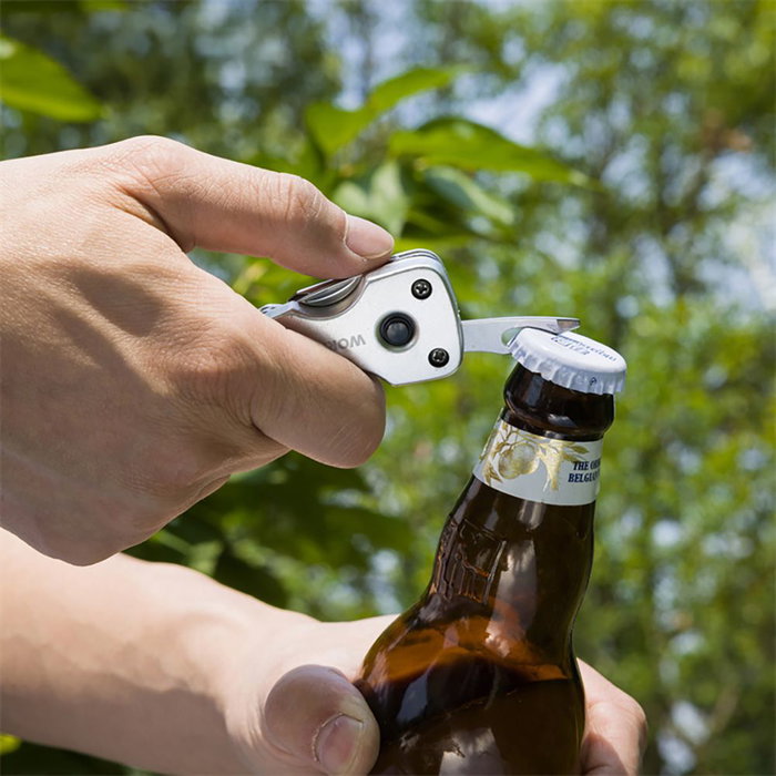 Workpro Llavero 7 en 1 Multiusos con Navaja, Destornillador, Abrebotellas y Luz LED de Acero Inoxidable