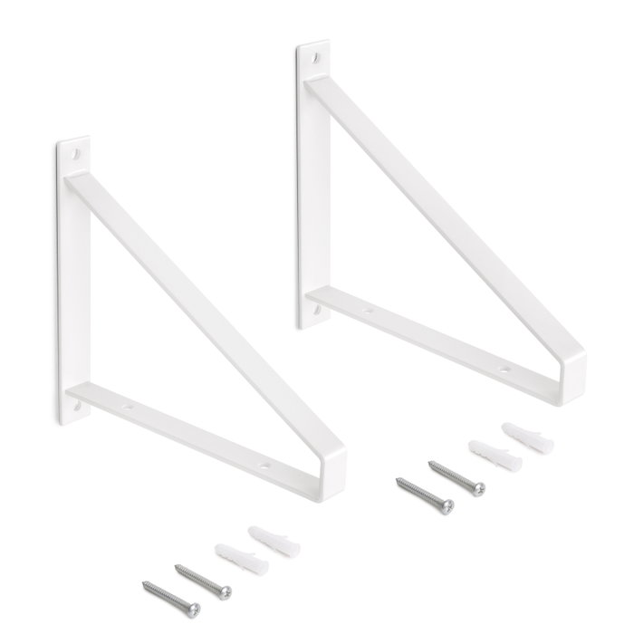 Emuca Juego de soportes para estante de madera Shelf con forma triangular, Acero, Pintado blanco Emuca Juego de soportes para estante de madera Shelf con forma triangular, Acero, Pintado blanco