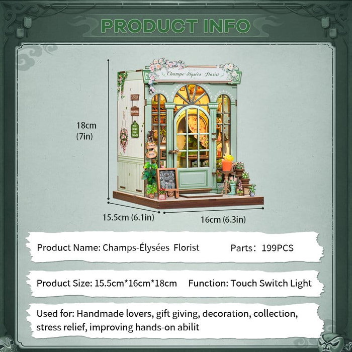 Maqueta Model Kit Miniature House Champs-Élysées Florist 18 x 16 cm Maqueta Model Kit Miniature House Champs-Élysées Florist 18 x 16 cm