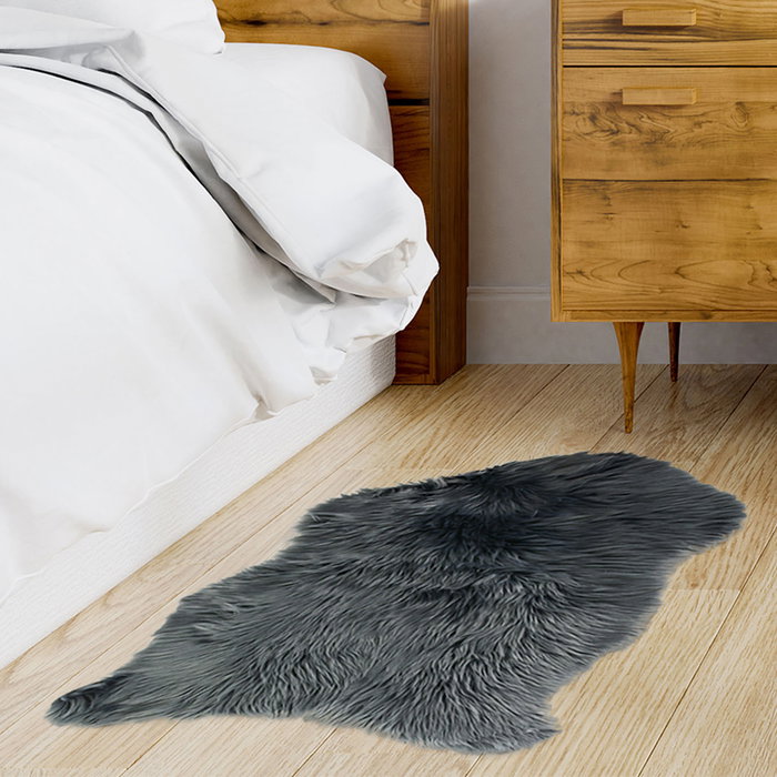 Home Deco Factory Alfombra Peluda Gris Oscuro Cocooning 90x60 cm - Piel Sintética Decoración Home Deco Factory Alfombra Peluda Gris Oscuro Cocooning 90x60 cm - Piel Sintética Decoración
