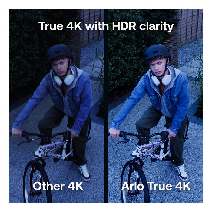 ARLO Ultra 3 Cámara de Seguridad Exterior 4K (Pack 4 Cámaras) + Panel Solar, Inalámbrica con Visión Nocturna, IP65, 8 MP, Compatible con Alexa/Google Assistant