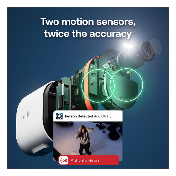 ARLO Ultra 3 Cámara de Seguridad Exterior 4K (Pack 4 Cámaras) + Panel Solar, Inalámbrica con Visión Nocturna, IP65, 8 MP, Compatible con Alexa/Google Assistant