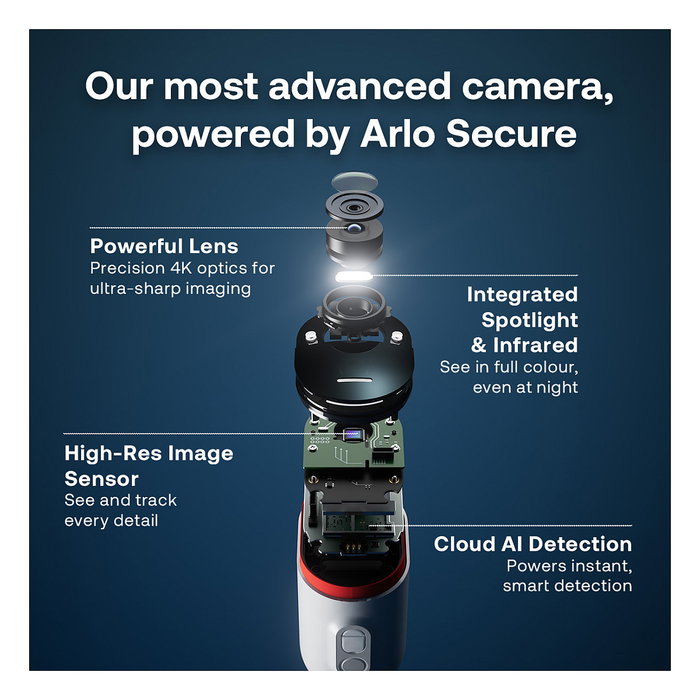 ARLO Ultra 3 Cámara de Seguridad Exterior 4K (Pack 4 Cámaras) + Panel Solar, Inalámbrica con Visión Nocturna, IP65, 8 MP, Compatible con Alexa/Google Assistant