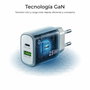 Subblim Cargador GaN 25W con Doble Puerto USB-C y USB-A Blanco