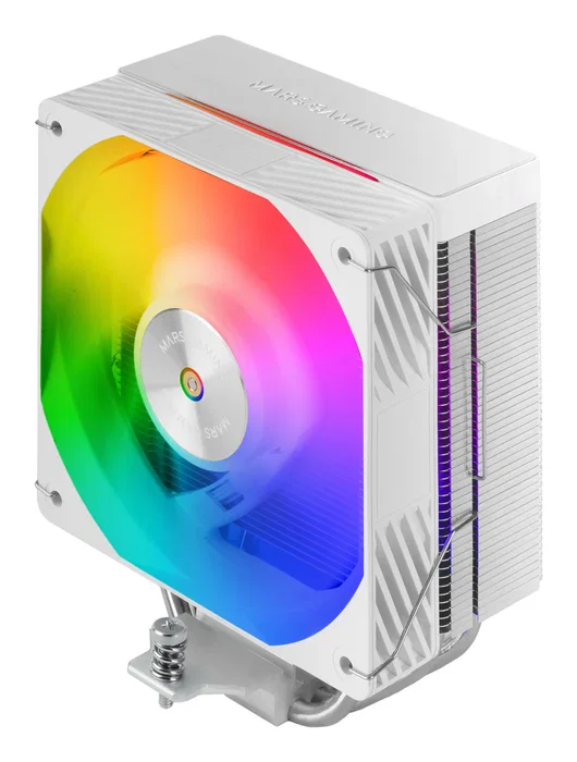 Mars Gaming Disipador CPU MCPU-X4ARGB, Ventilador ARGB Blanco 120mm, 4 Heatpipes HCT, TDP 220W, PWM, Compatible Intel LGA 1700/1200 y AMD AM5/AM4