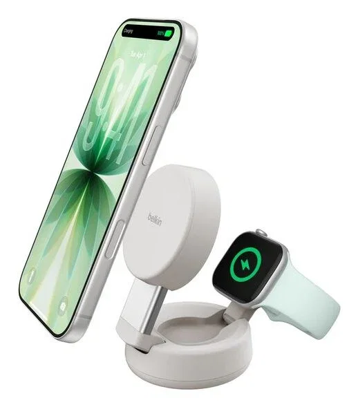 Belkin UltraCharge Qi2 25W 2 en 1 Ajustable Sand