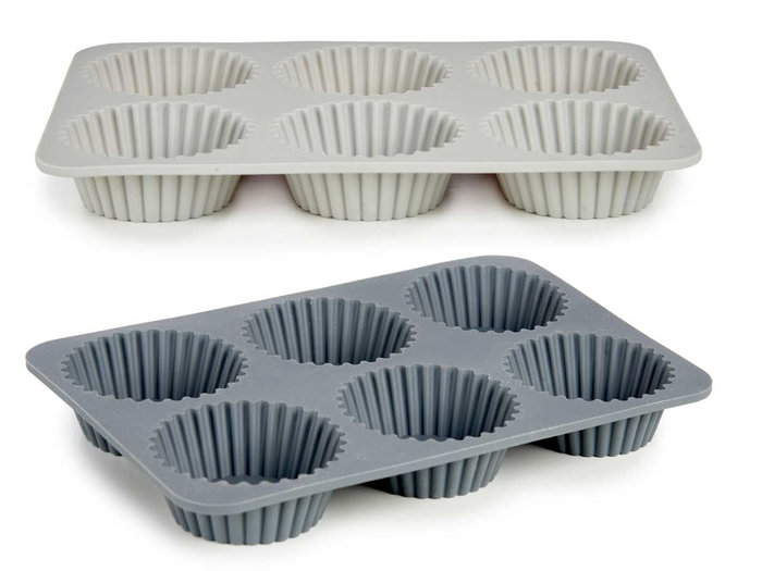 KINVARA Molde de Silicona para 6 Magdalenas, Gris, 25x17.5x3 cm, 150 ml (Set de 12)