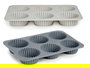 KINVARA Molde de Silicona para 6 Magdalenas, Gris, 25x17.5x3 cm, 150 ml (Set de 12)