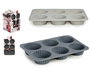 KINVARA Molde de Silicona para 6 Magdalenas, Gris, 25x17.5x3 cm, 150 ml (Set de 12)