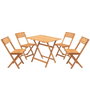 Hanah Home My004 Conjunto de Mesa y Sillas de Jardín, 5 Piezas, Madera de Haya, Marrón