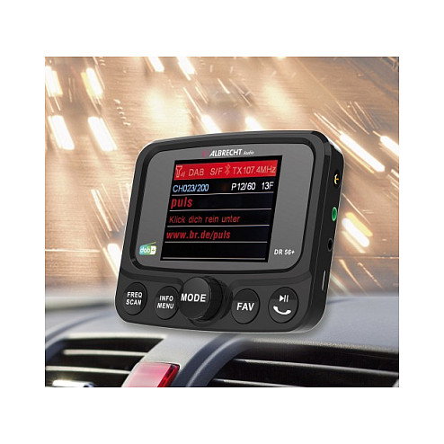 Albrecht DR 56+ Autoradio DAB+ Adaptador para Coche con Bluetooth, USB, Entrada Auxiliar y Pantalla TFT de 2.4"