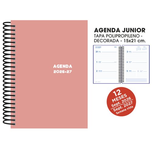 Senfort Agenda Escolar Junior Espiral Tapa PVC 150x210 Rosa 2026-27 Senfort Agenda Escolar Junior Espiral Tapa PVC 150x210 Rosa 2026-27