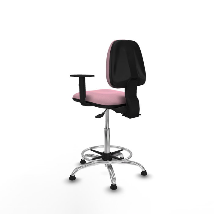 PIQUERAS Y CRESPO Taburete Isso AS Bali rosa con brazos 1D y base cromada