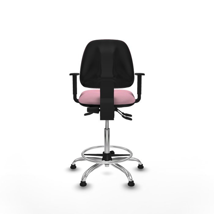 PIQUERAS Y CRESPO Taburete Isso AS Bali rosa con brazos 1D y base cromada