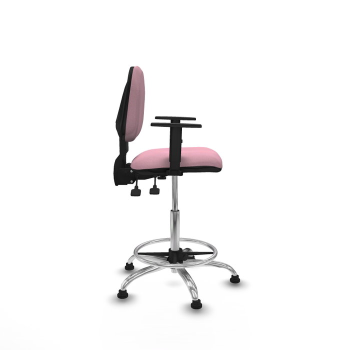 PIQUERAS Y CRESPO Taburete Isso AS Bali rosa con brazos 1D y base cromada
