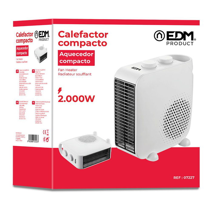 Edm Calefactor compacto 2 en 1 vertical/horizontal 1000 - 2000W blanco