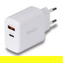 LINDY Cargador GaN 65W 73428 con USB Tipo C y USB-A Power Delivery 3.0, 2 Puertos, Blanco, 20 V, Compatible Universal