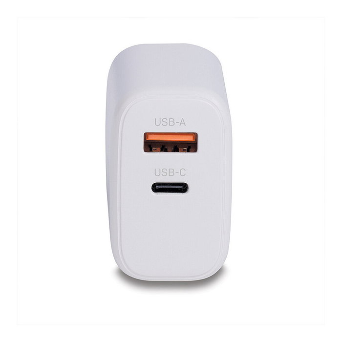 LINDY Cargador GaN 65W 73428 con USB Tipo C y USB-A Power Delivery 3.0, 2 Puertos, Blanco, 20 V, Compatible Universal