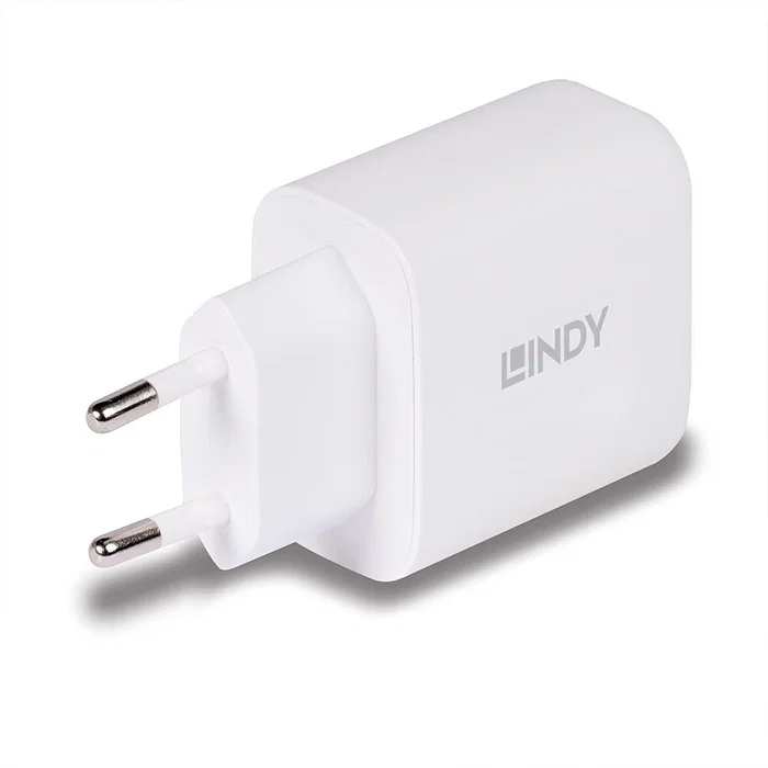 Lindy Cargador GaN 65W con USB Tipo A y C, Blanco