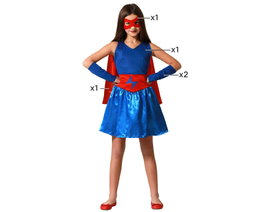 Disfraz Héroe Cómic Niña Vestido Azul