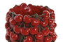 DKD Home Decor Cherry25 Jarron Tropical de Cemento Rojo con Cerezas, 18 x 25 x 18 cm, 4 Unidades