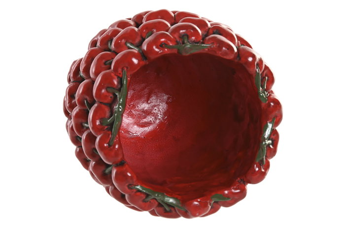 DKD Home Decor Jarrón de Cemento con Diseño de Cerezas Rojo