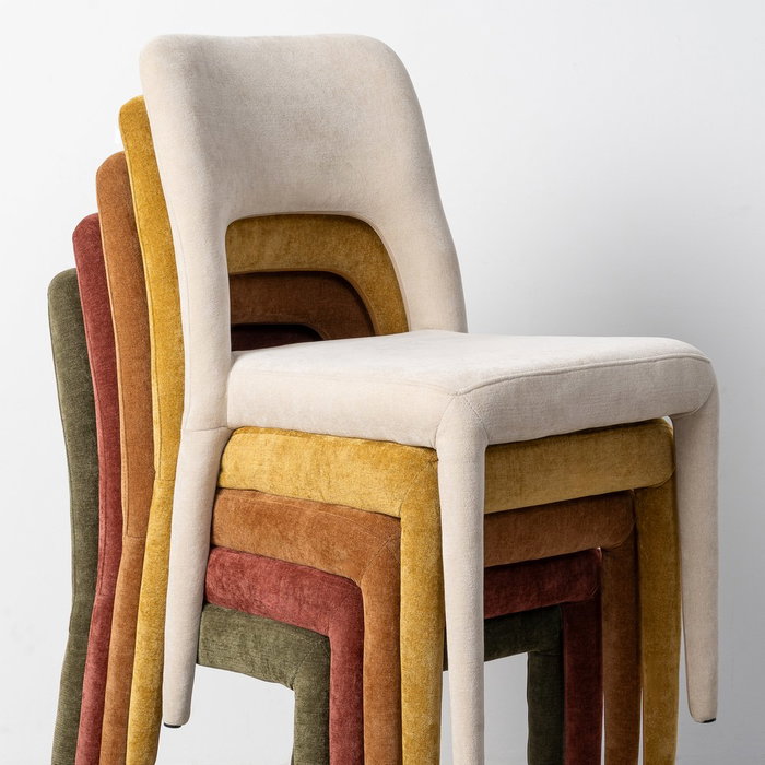 Silla Apilable Mostaza Tejido Salón 47 X 61 X 84 cm (Set de 4)